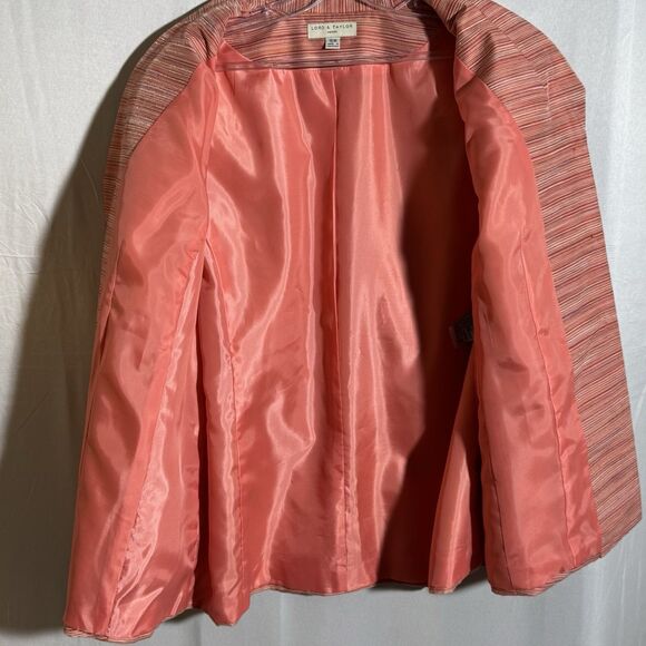 Lord & Taylor Striped Blazer 16W Career Jacket Peach Lightweight Casual Office - Picture 4 of 9